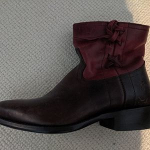 Frye short Western boot pointed toe oxblood